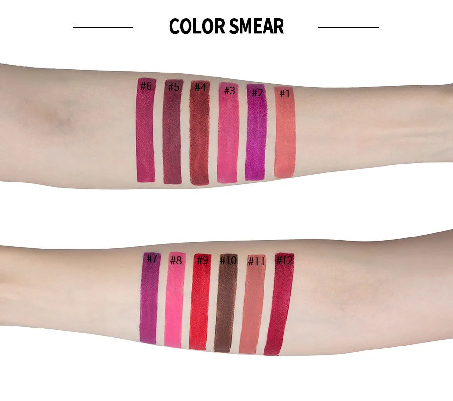 Blushimmer Handaiyan 12-color matte velvet lipstick set with long-lasting waterproof, non-stick, vibrant lipsticks.