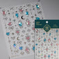 Colorful Cat's Eye 5D gradient nail art stickers with European love heart and wing crystals for elegant manicure designs.