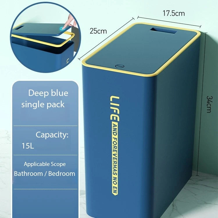 Smart Bathroom Trash Can with Cover Light Luxury Trash Can Touchless Narrow Smart Sensor Garbage Bin Ins Style