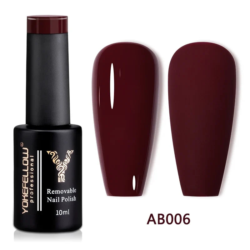 Blushimmer YOKEFELLOW 10ml jelly nude gel nail polish showing translucent pink gel in a clear bottle with a brush applicator.