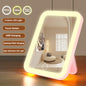 Blushimmer 3-color LED vanity mirror with touch screen, USB rechargeable, dimmable brightness, portable makeup mirror.