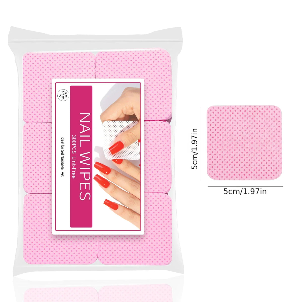 Blushimmer nail polish remover wipes and nail cleaning pads, non-woven for women and girls, used for beauty salon nail care.