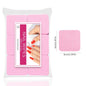 Blushimmer nail polish remover wipes and nail cleaning pads, non-woven for women and girls, used for beauty salon nail care.