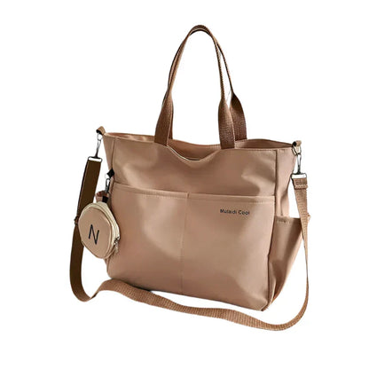 LPO women's khaki Oxford tote crossbody shoulder handbag with structured design and top handle for versatile carrying.