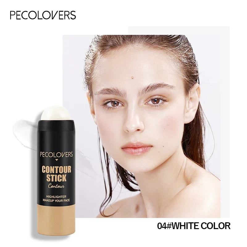 Blushimmer highlighter and contouring makeup stick with blush, bronzer, and concealer for natural 3D face makeup application.