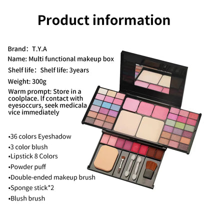 Blushimmer makeup gift set for women with eyeshadow palette, eyebrow powder, lipstick, lip gloss, shimmer, and brushes.