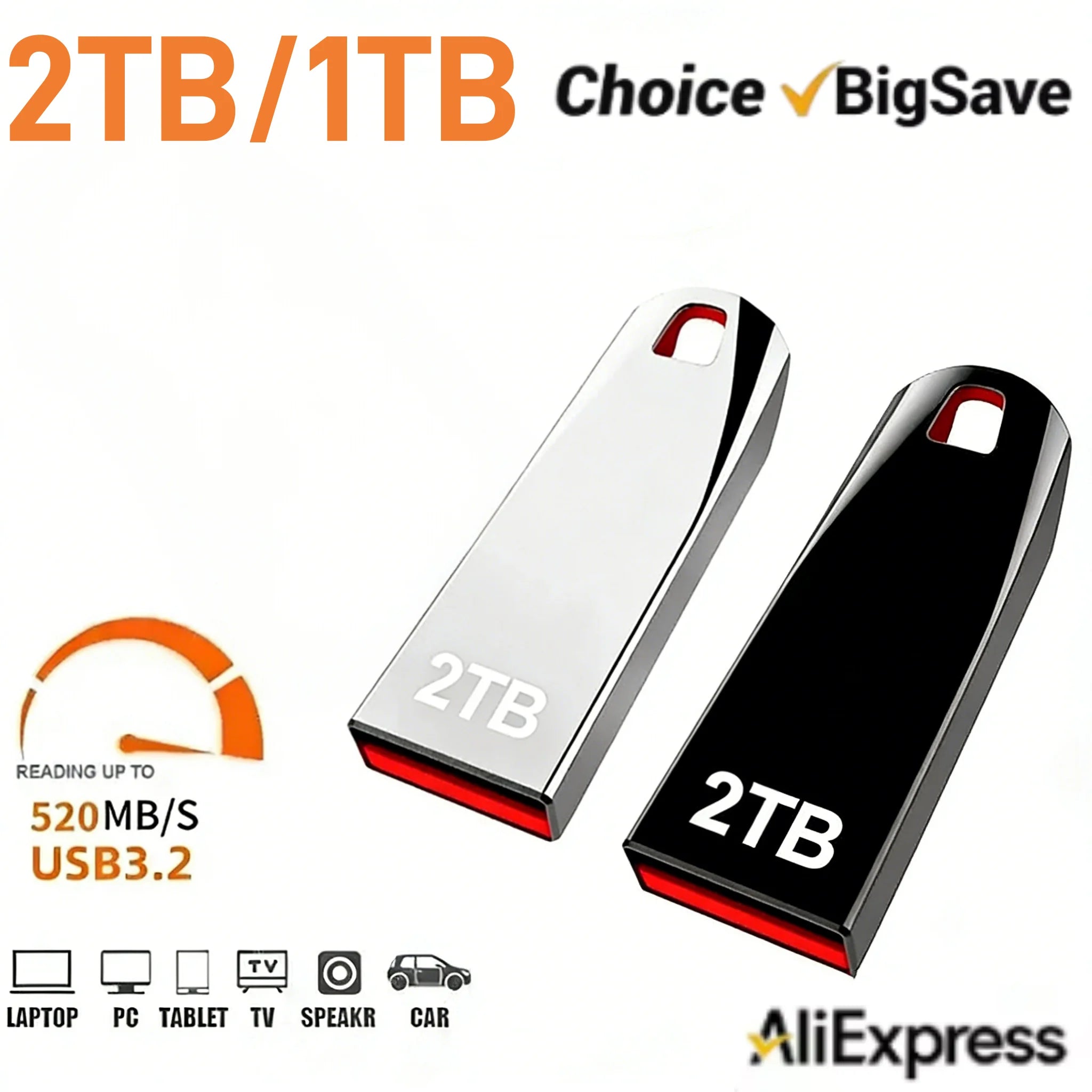 Storage Pen Drive USB3.2 520MB/s 2TB Flash Drive Sleek Durable Data Transfer 1TB 2TB U-Disk Large Capacity Super Mini Plug Play