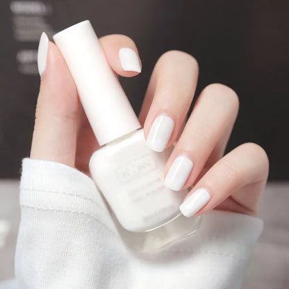 Blushimmer 10ml water-based semi-permanent nail polish in a clear bottle, showcasing vibrant colors for DIY fashion manicures.
