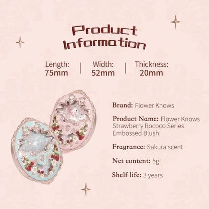 Blushimmer Flower Knows Strawberry Rococo blush palette with embossed berry-colored powder and professional makeup finish.