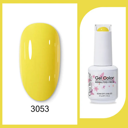 Blushimmer Clou Beaute 15ml red, black, white, green neon gel nail polish with velvet top coat and semi-permanent varnish.