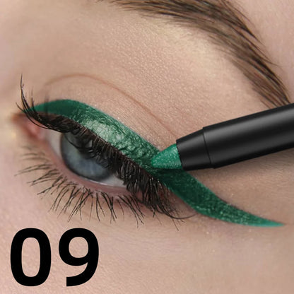 Colorful metallic eyeliner pen with high pigmentation, shimmering waterproof finish, ideal for smokey, punk, and gothic eye makeup.