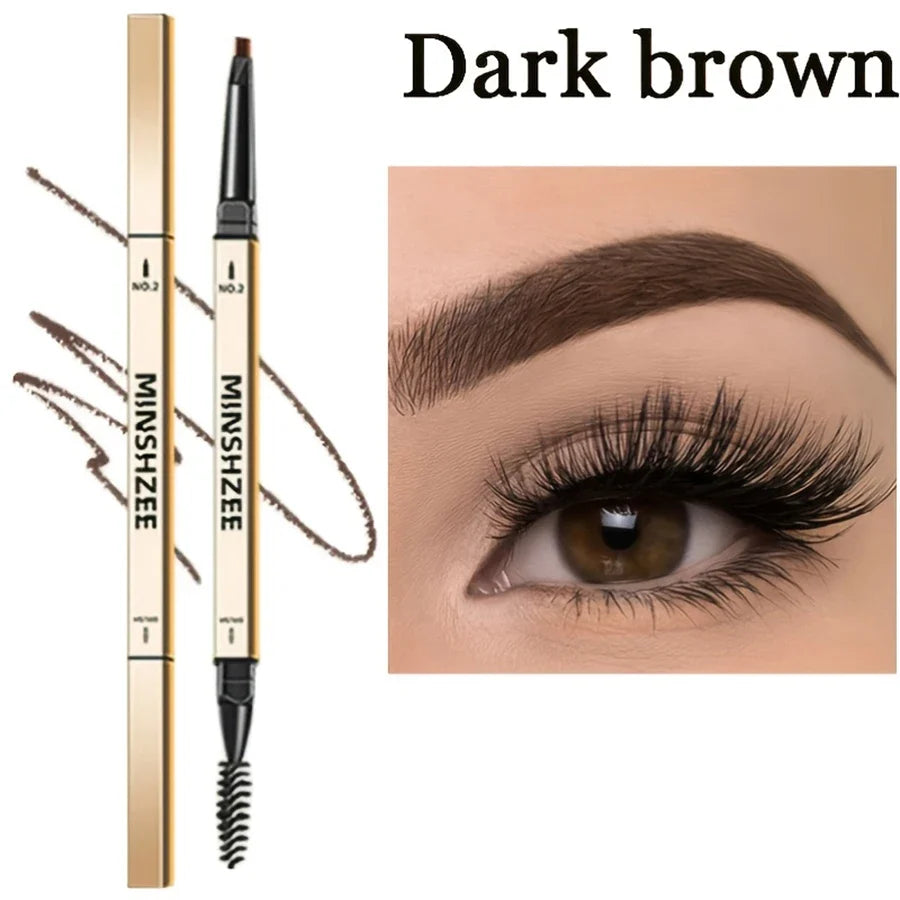 Waterproof matte brown eyebrow pencil with brush from Blushimmer, designed for long-lasting, natural-looking brows.