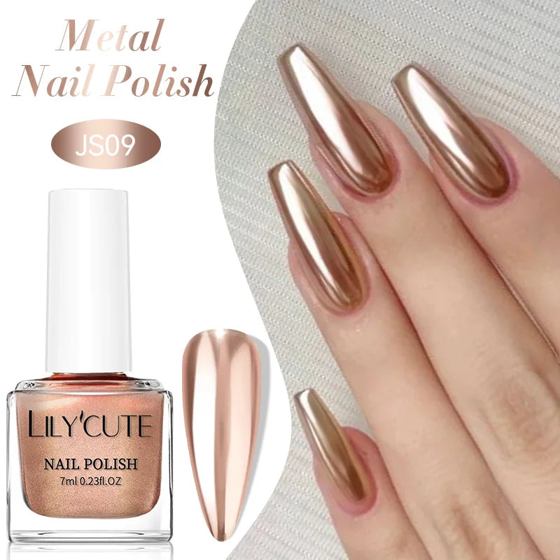 Blushimmer Lilycute 7ml metallic nail polish bottle with mirror red and purple finish, perfect for UV-free, mirror effect nail art.