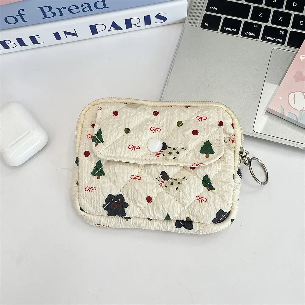 Blushimmer cute cartoon small travel cosmetic bag with lipstick, earphone, and card compartments for women makeup and accessories storage