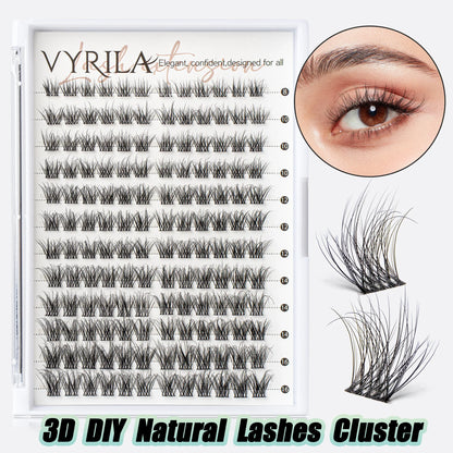 Blushimmer 3D wispy eyelash extension clusters with C curl, 0.1mm thin band, reusable natural lashes for DIY eyelash enhancement