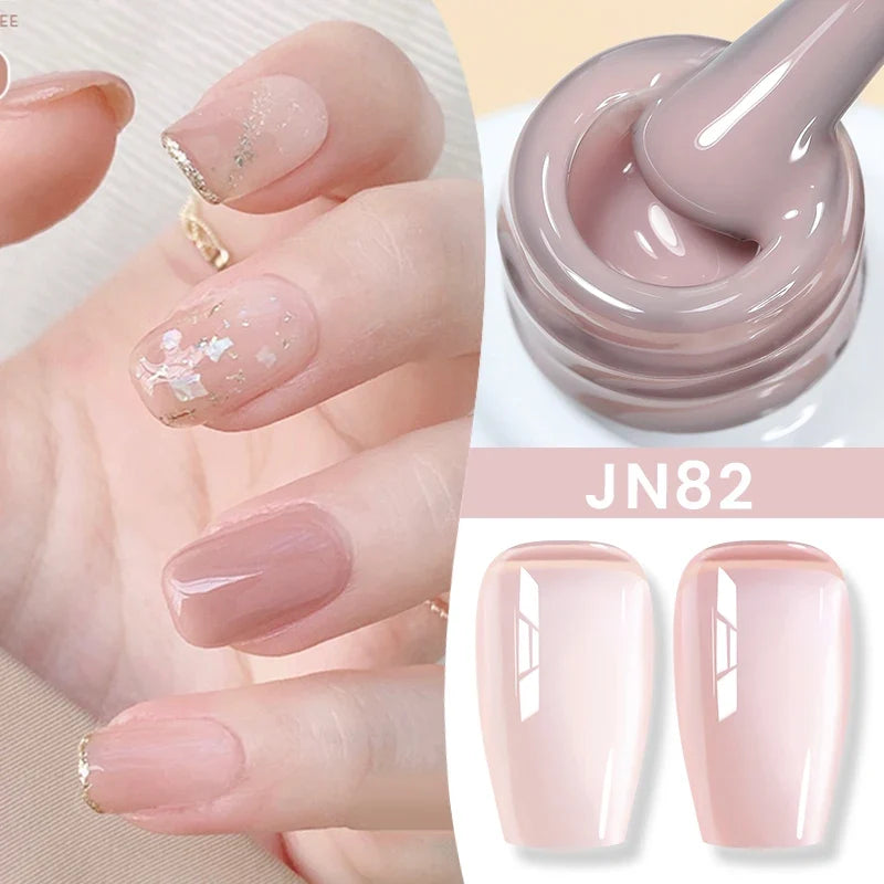 Blushimmer Born Pretty Jelly Nude gel nail polish in light pink peach, 10ml, UV cure gel for DIY nail art at home