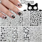 Cartoon black cat nail stickers set by Blushimmer featuring kawaii puppies, kittens, and playful nail art decals for kids' manicures.