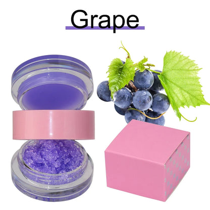 Blushimmer Vegan Fruit Lip Scrub and Lipstick 2-in-1 moisturizing lip balm with sugar exfoliant, private label option, shown in a sleek container