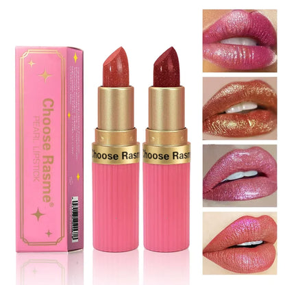 Blushimmer Rasme chocolate bar lipstick in six colors, matte waterproof lipstick with pearl finish and long-lasting wear.