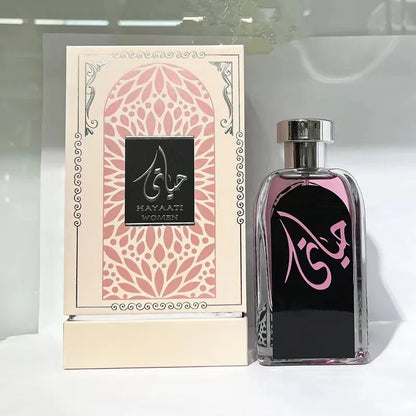 Blushimmer Arab Marshmallow perfume for women, long-lasting body spray with fruity notes and pheromone appeal, elegant bottle.