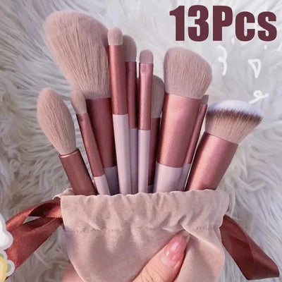10/13PCS Makeup Brushes Set Eye Shadow Foundation Women Cosmetic Brush Eyeshadow Blush Beauty Soft Tools Bag Makeup Brush Set