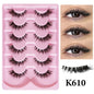 MIOFIA New 5 Pairs Fake Lashes D Curl Fluffy Soft Volume Eyelash Extensions Natural Look 3D Faux Mink False Eyelashes Makeup