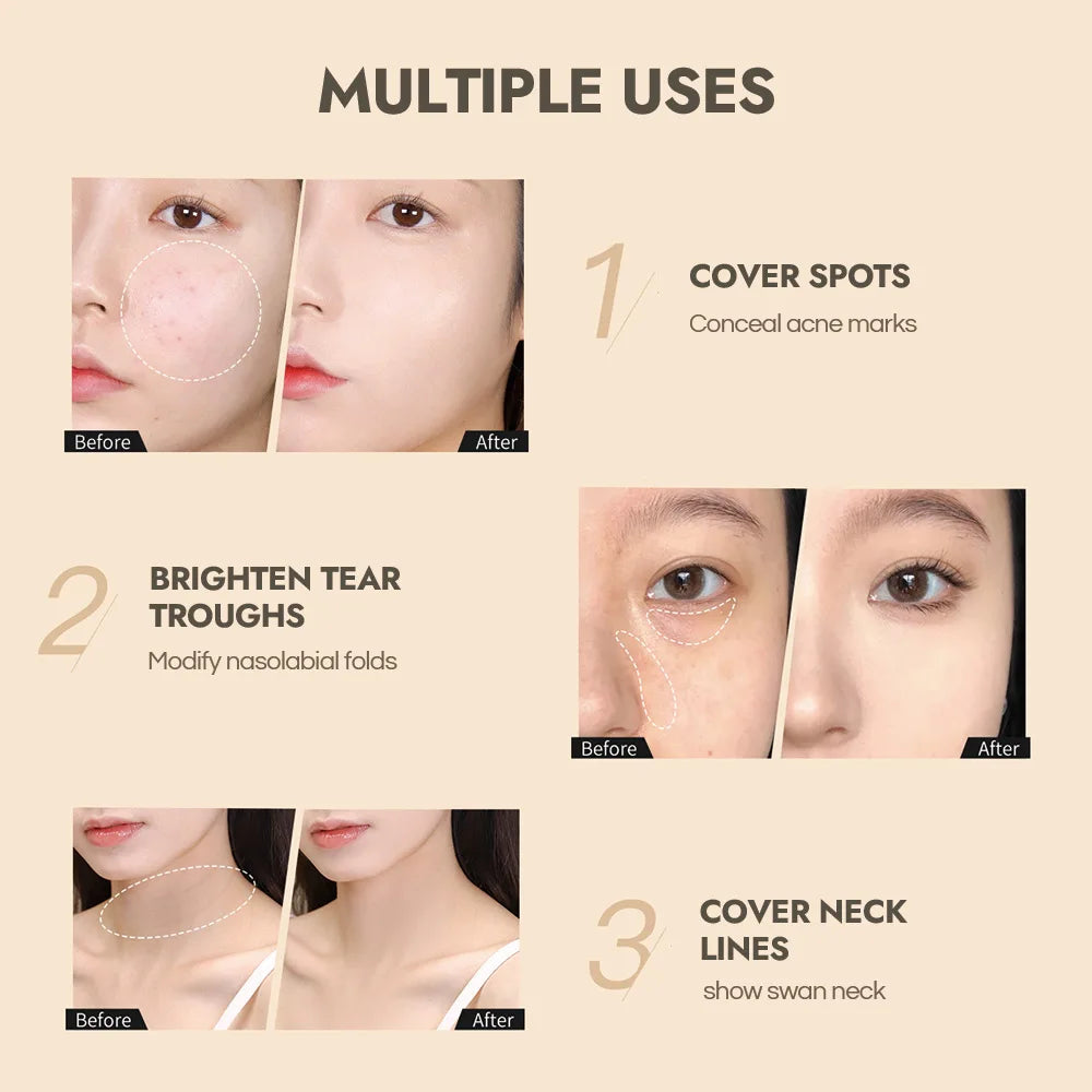 Blushimmer GECOMO Press Concealer Pen with liquid formula, long-lasting, moisturizing, and designed to hide pores on face.