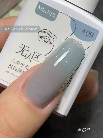 Blushimmer Mianel Japanese style fairy gel nail polish in white pink nude, with clear ice finish, 12ml bottle for summer nails.