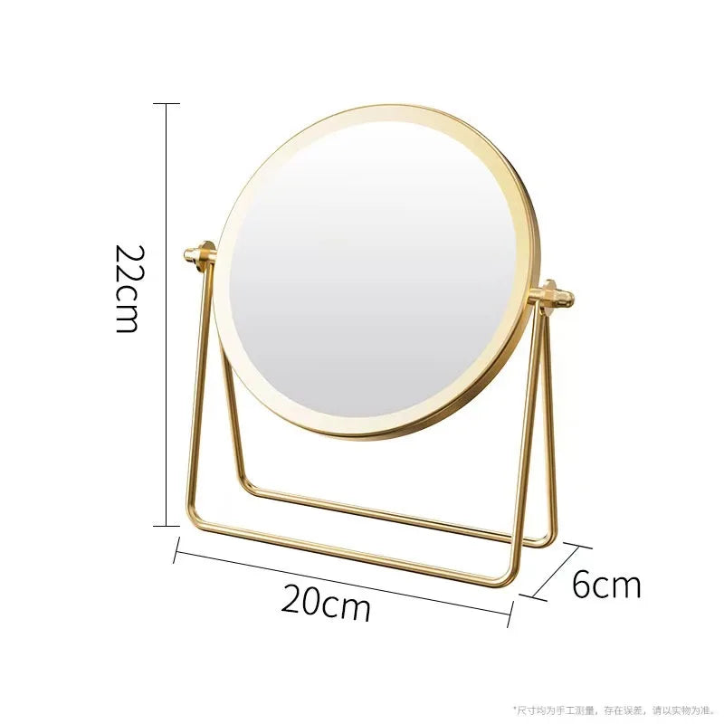 Blushimmer 360-degree rotating iron desktop makeup mirror with textured design, stylish and sturdy for ladies' beauty routines.