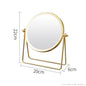 Blushimmer 360-degree rotating iron desktop makeup mirror with textured design, stylish and sturdy for ladies' beauty routines.