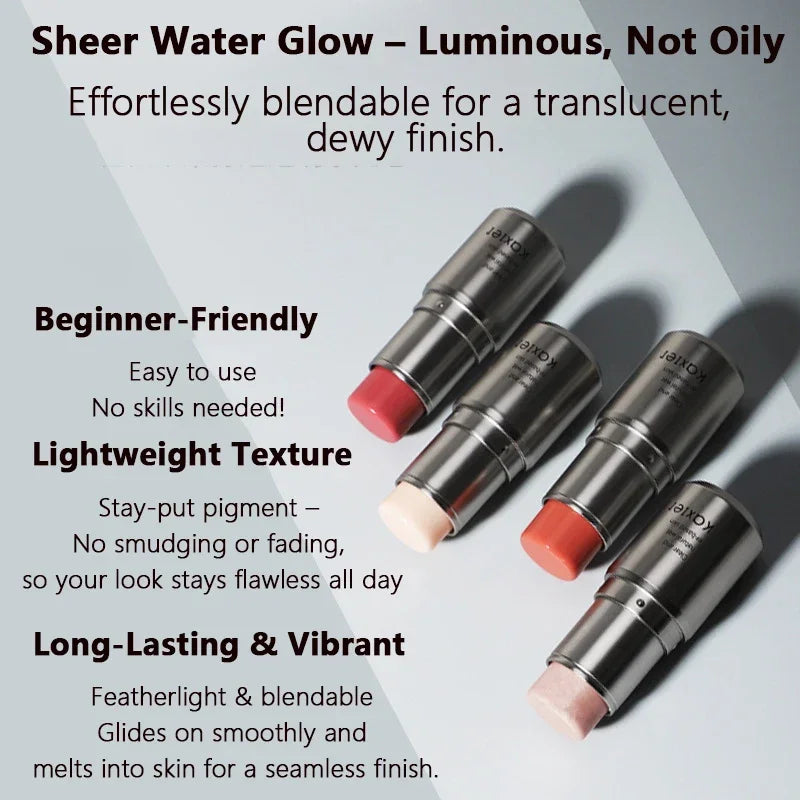 Waterproof Brighten Face Highlighter Blush Stick Makeup Glitter Corrector Contour Illuminator Shimmer Rouge Stick Cream Cosmetic
