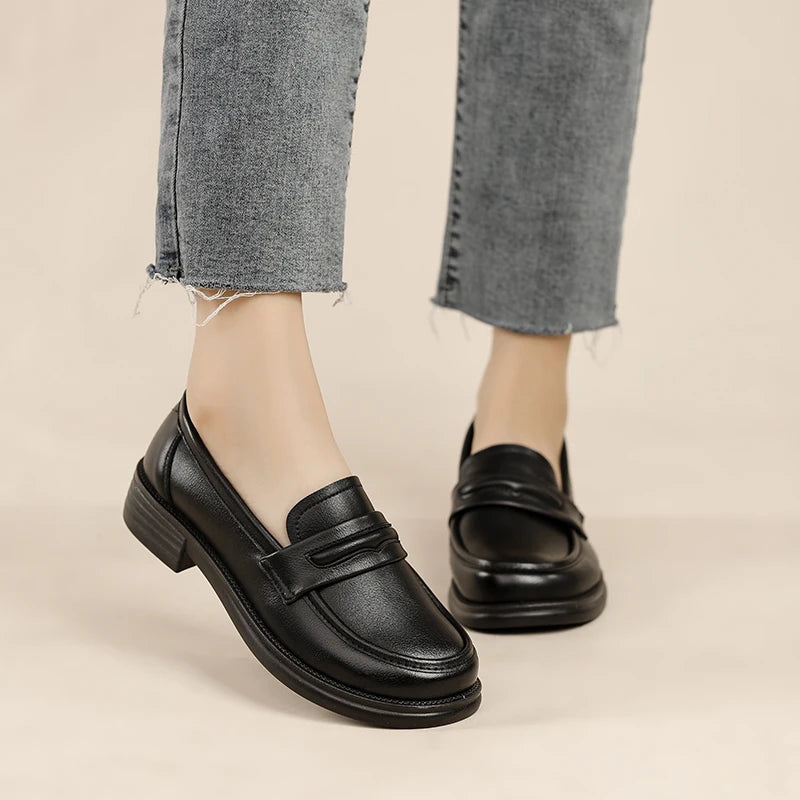 Women's Casual Loafers Slip On Leather Shoes Lightweight Walking Shoes Moccasins Classic Penny Loafer Flats Boat Shoes
