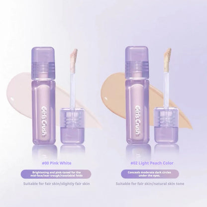 Blushimmer Girlscrush liquid concealer with brightening and moisturizing effects, featuring velvet sunscreen and smooth makeup application.