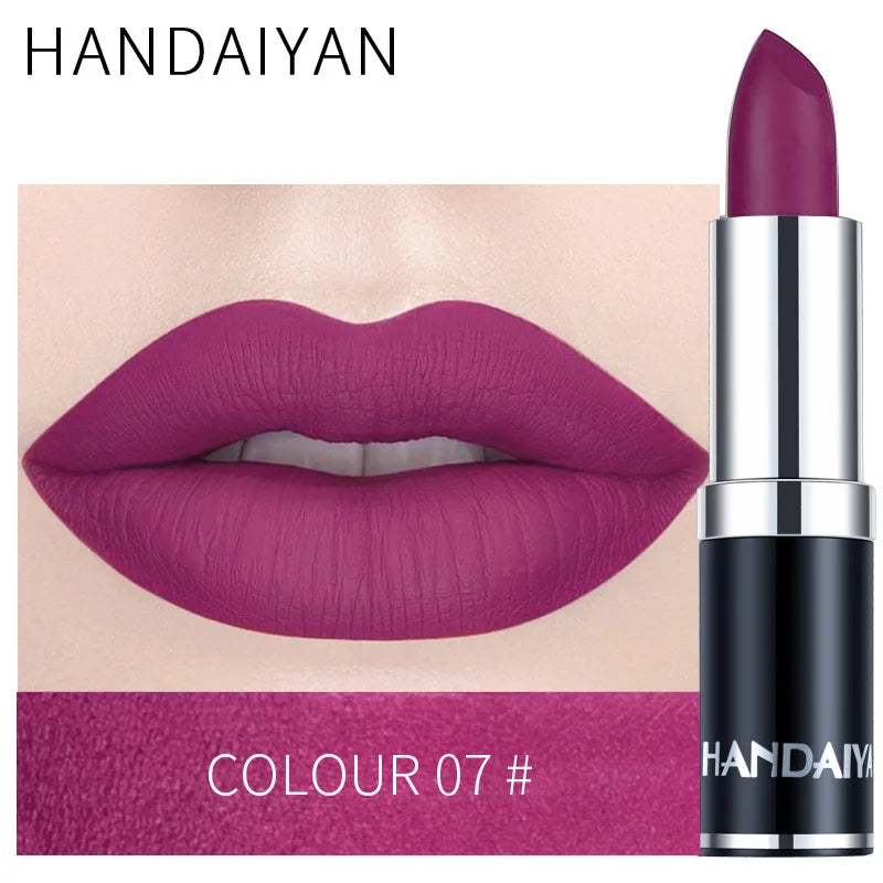Blushimmer HANDAIYAN 12-color matte velvet lipstick set featuring long-lasting, waterproof, non-stick lipstick tubes.