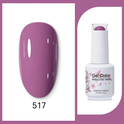 Clou Beaute neon gel nail polish base and top coat in red, black, white, green, and velvet finish with 400 semi-permanent color options.