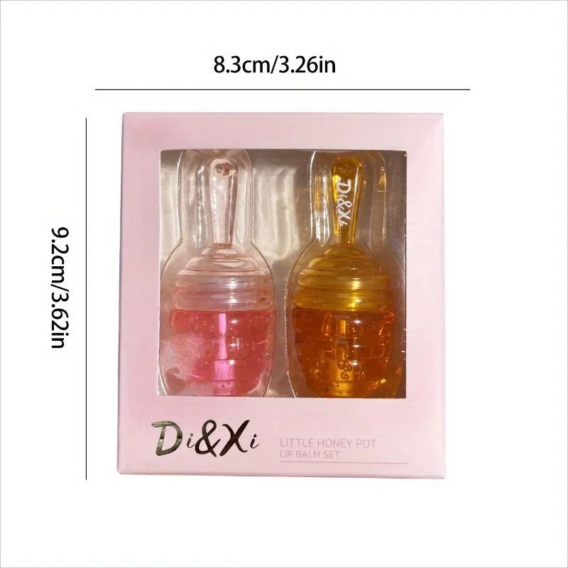Blushimmer Dudu Lips small honeypot lip oil with moisturizing and fading lip pattern, water-based lip balm in a honey-themed container