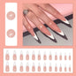 Set of 24 Y2K star-themed gradient black press on coffin nails with moon designs by Blushimmer, full cover false nail tips for a stylish look.