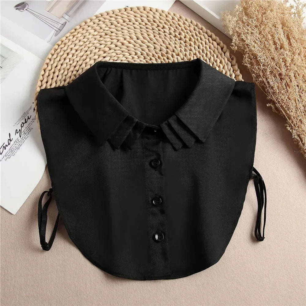 Fashion 2025 Front Tie White Fake Collar for Women Stand Detachable Collar Fake Girls Vintage Lace Ladies False Blouse Collar