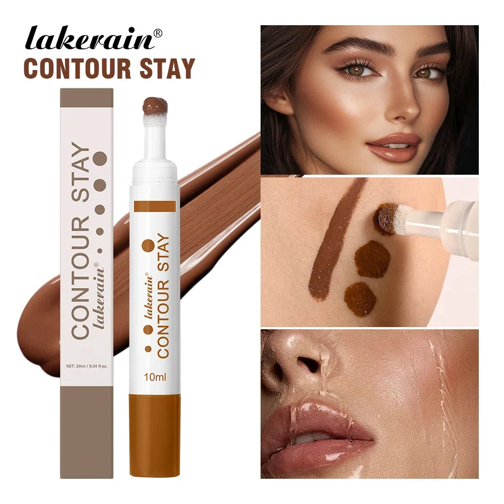 Blushimmer waterproof liquid contour and bronzer palette with six shades, nourishing lightweight 3D concealer for face contouring.