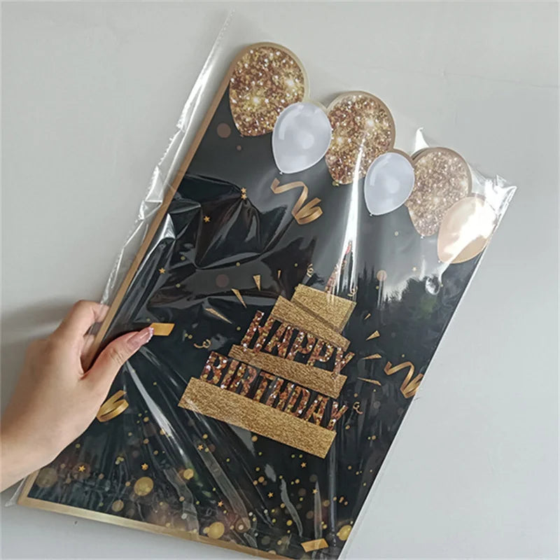 New Happy Birthday Black Gold Giant Birthday Guestbook Message Commemorative Card