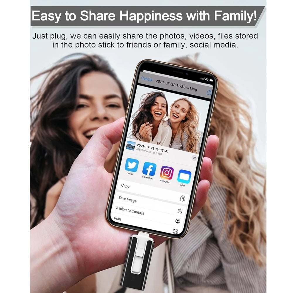 512GB Photo Stick for iPhone Flash Drive 256GB Memory Stick Storage Videos Files Backup Compatible with iPad Android PC Free app
