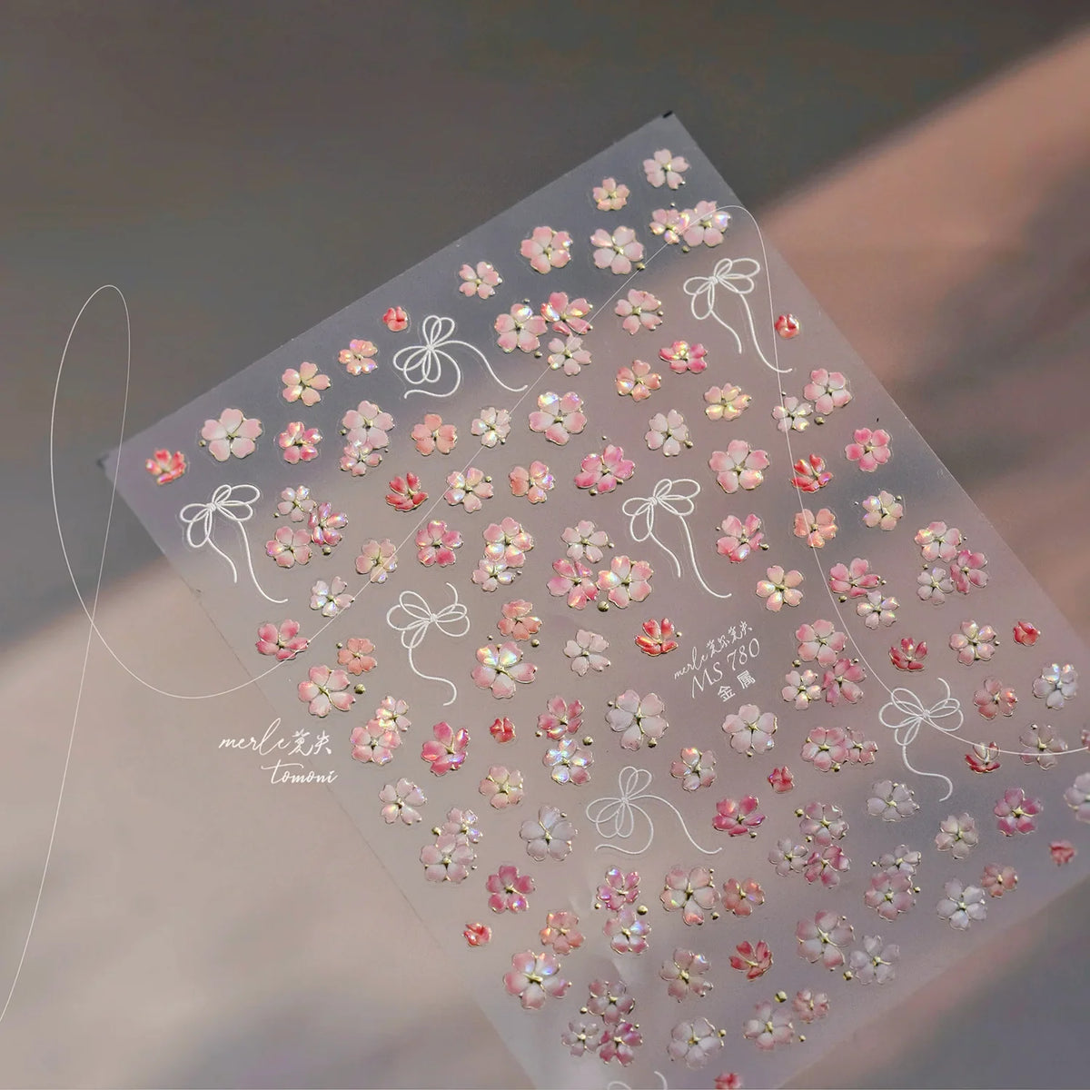 Blushimmer Dream Flower Window Shell Light Nail Art Stickers with Japanese floral designs for press-on nail decoration.