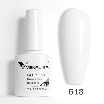 Blushimmer Venalisa HEMA TPO free nail gel polish with glitter, full coverage pink nude French manicure, UV and LED soak-off gel