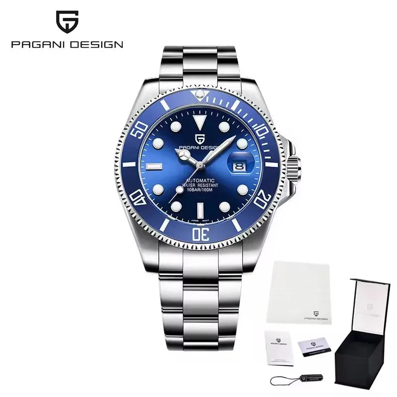 2026 PAGANI DESIGN men's mechanical diving watch with 43mm case, ceramic bezel, sapphire glass, automatic movement, black dial