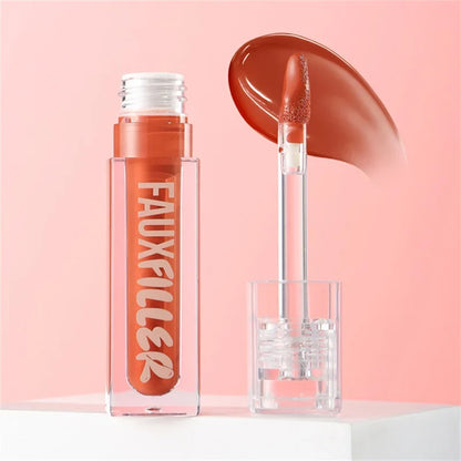 Blushimmer Huda Beauty Blush Filter Soft Glow liquid blush and shiny lip gloss in cotton candy bubblegum shades on a product display.