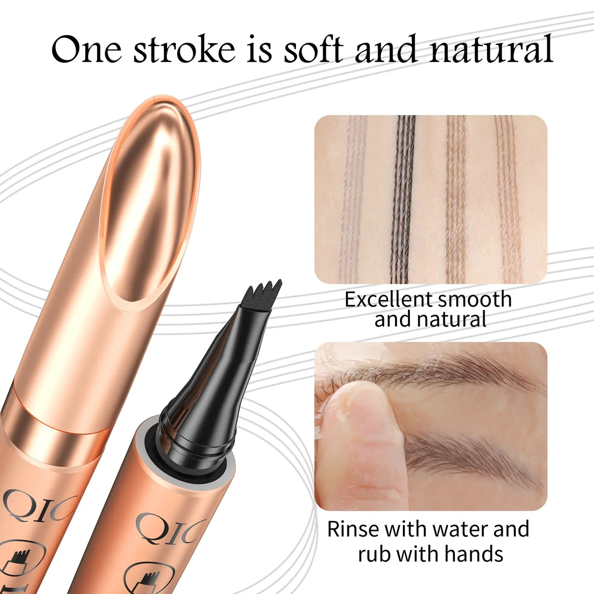 Blushimmer waterproof liquid eyebrow pencil with four-tip microblade for natural, long-lasting, smudge-proof brow definition.
