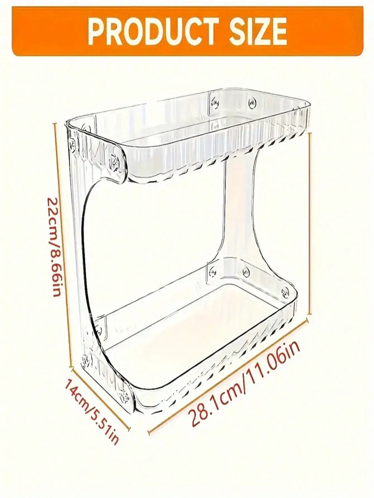 Blushimmer 2-tier transparent plastic desktop cosmetic storage box with wheels, shelves, and space-saving design