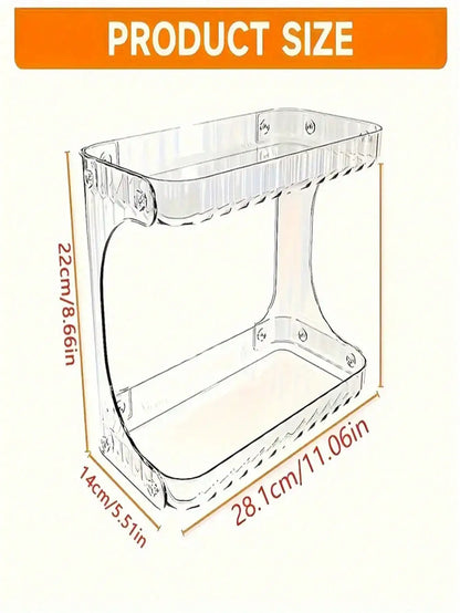 Blushimmer 2-tier transparent plastic desktop cosmetic storage box with wheels, shelves, and space-saving design