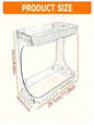 Blushimmer 2-tier transparent plastic desktop cosmetic storage box with wheels, shelves, and space-saving design