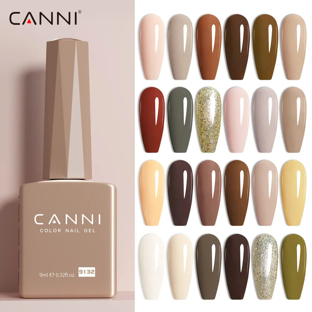 Blushimmer CANNI Hema Free Nail Gel Polish Fall Color Collection with semi-permanent diamond long wear top coat in vibrant red and nude shades.